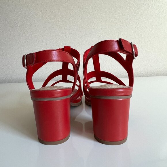 EASY STREET "Fiesta" Heeled Sandal Shoes - Size 7 WW - Red - Picture 4 of 6